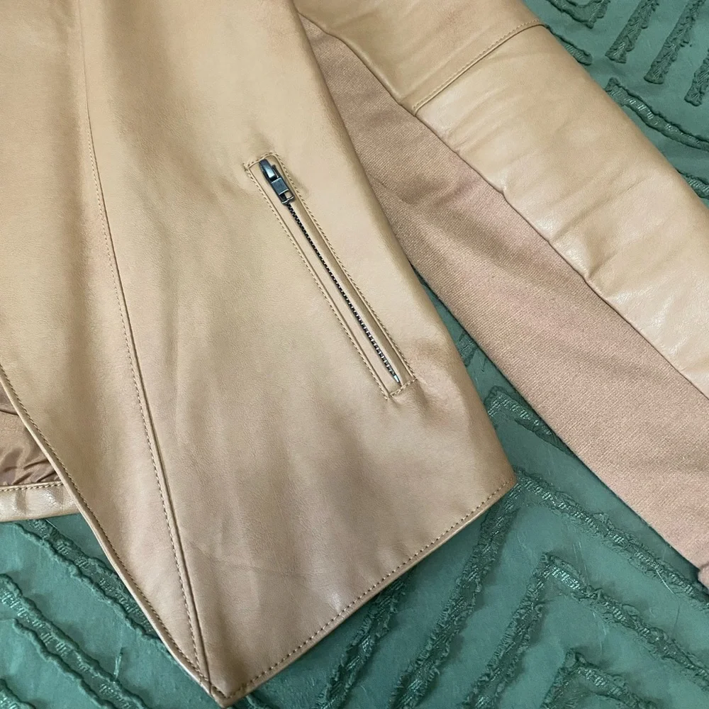 Ricki’s Tan Faux Leather Blazer Jacket - Picture 3 of 6
